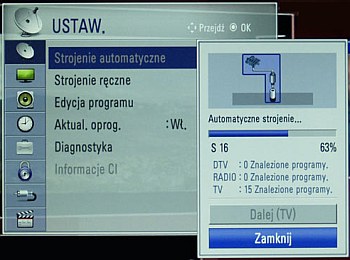 Automatyczne strojenie telewizora - wyszukiwanie kanałów MUX8