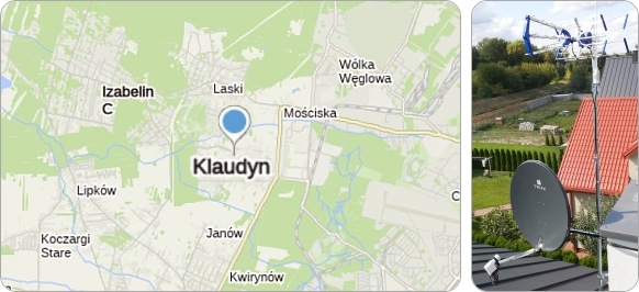 Mapa Klaudyna i okolic powiatu warszawskiego-zachodniego - tu realizujemy fachowe usługi serwisu, naprawy, montażu i ustawiania anten TV naziemnych i satelitarnych Mapa Klaudyna i regionu - usługi RTV-SAT, montaż, serwis i regulacja anten tv