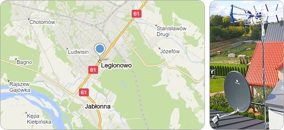Mapa Legionowa i okolic - naprawa, ustawianie, montaż anten Legionowo