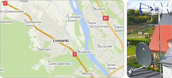 Mapa Łomianek gdzie wykonujemy usługi montażu, serwisu i ustawiania anten