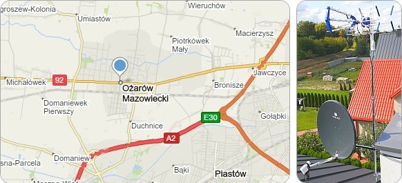 Montaż anten Ożarów Mazowiecki - anteny satelitarne i naziemne