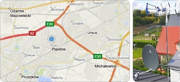 Mapa Piastowa i okolic w gdzie realizujemy usługi naprawy, montażu i ustawiania anten naziemnych DVB-T i satelitarnych Mapa Piastowa gdzie wykonujemy usługi montażu, naprawy i ustawiania anten satelitarnych i DVB-T