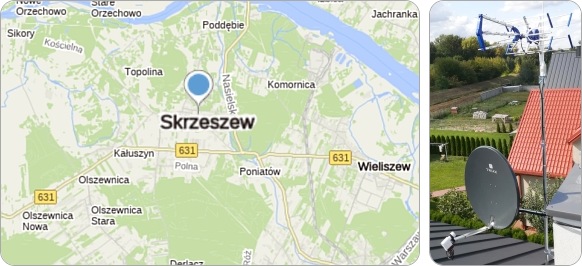 Mapa Skrzeszewa i okolic powiatu legionowskiego - tu realizujemy fachowe usługi serwisu, naprawy, montażu i ustawiania anten TV naziemnych i satelitarnych Mapa Skrzeszewa i regionu - usługi RTV-SAT, montaż, serwis i regulacja anten tv