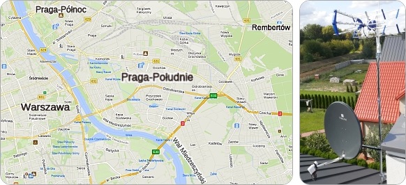 Mapa dzielnicy Praga-Południe i okolic - tu fachowe usługi serwisu, naprawy, montażu i ustawiania anten TV naziemnych i satelitarnych Mapa Warszawskiej dzielnicy Praga-Południe - tu wykonujemy usługi instalacyjne RTV-SAT, montaż, serwis i ustawianie anten tv