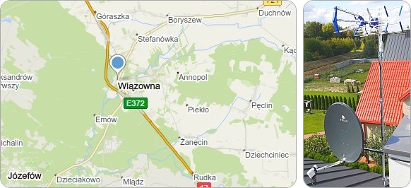 Mapa Wiązownej - serwis antenowy, montaż, ustawianie i naprawa anten