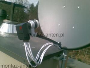 Antena satelitarna z konwerterem inverto quad dodatkowo sumującym sygnał z anteny naziemnej Warszawa Rembertów                      